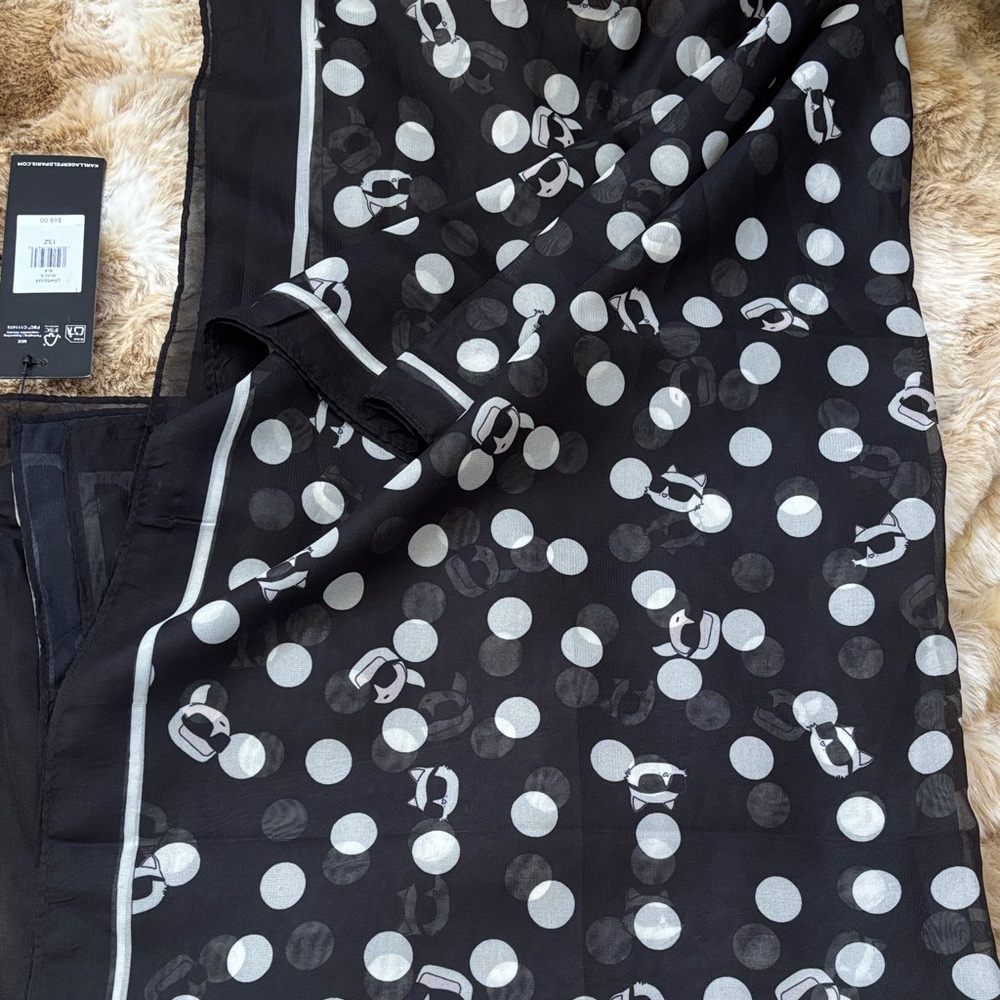 Karl Lagerfeld Black Sheer Scarf